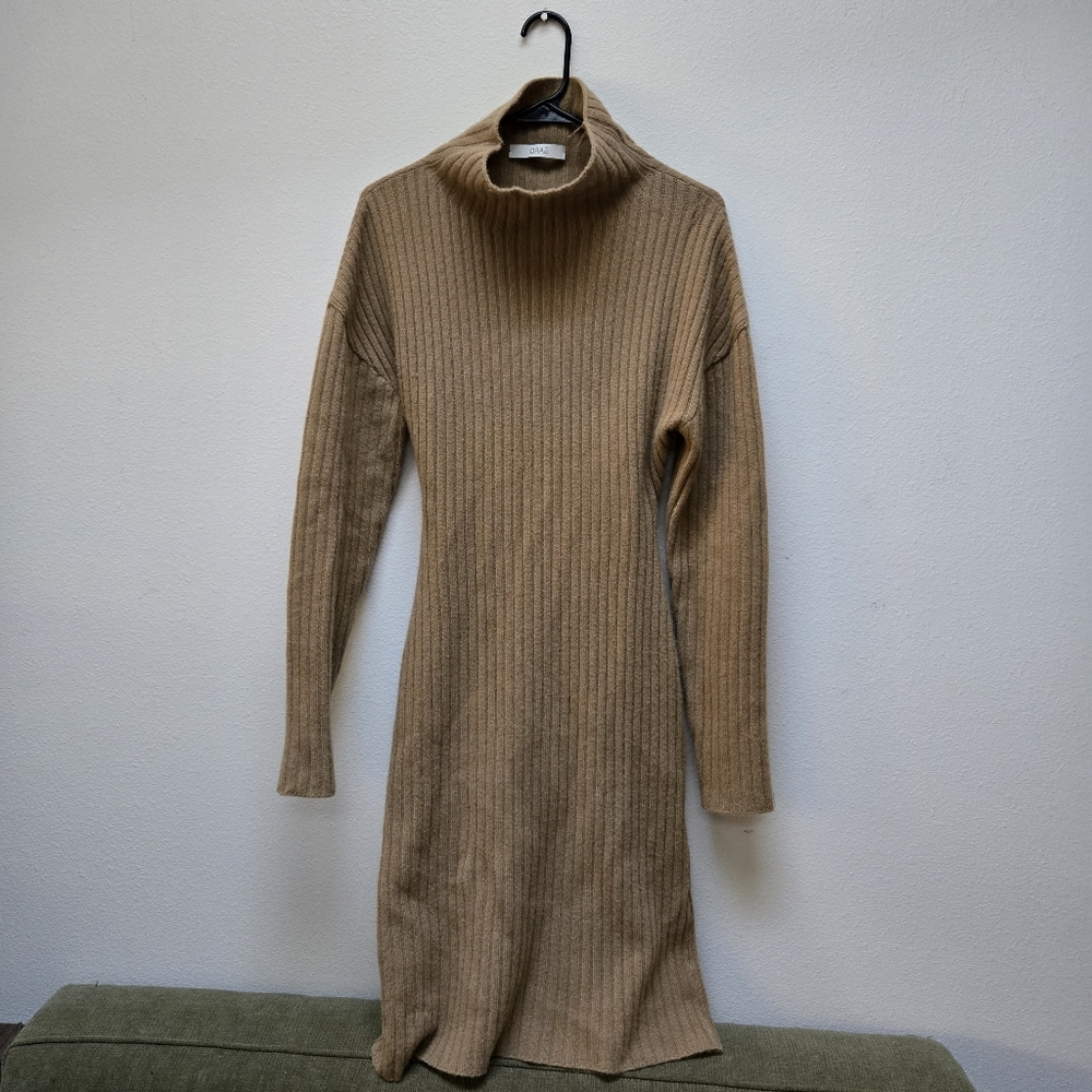 Gorgeous 100% Cashmere Beige Maxi Bodycon Cutout Dress S/M